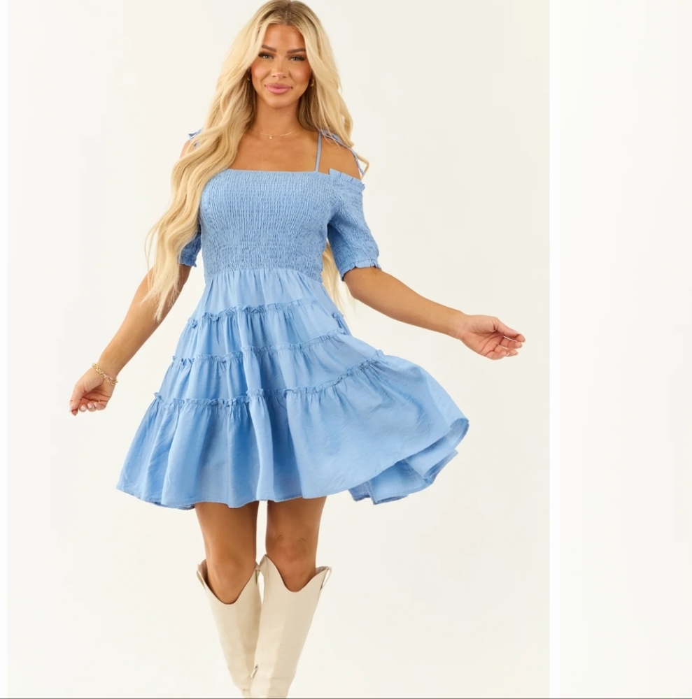 Women's Mini Dress with Layered Ruffle Hem